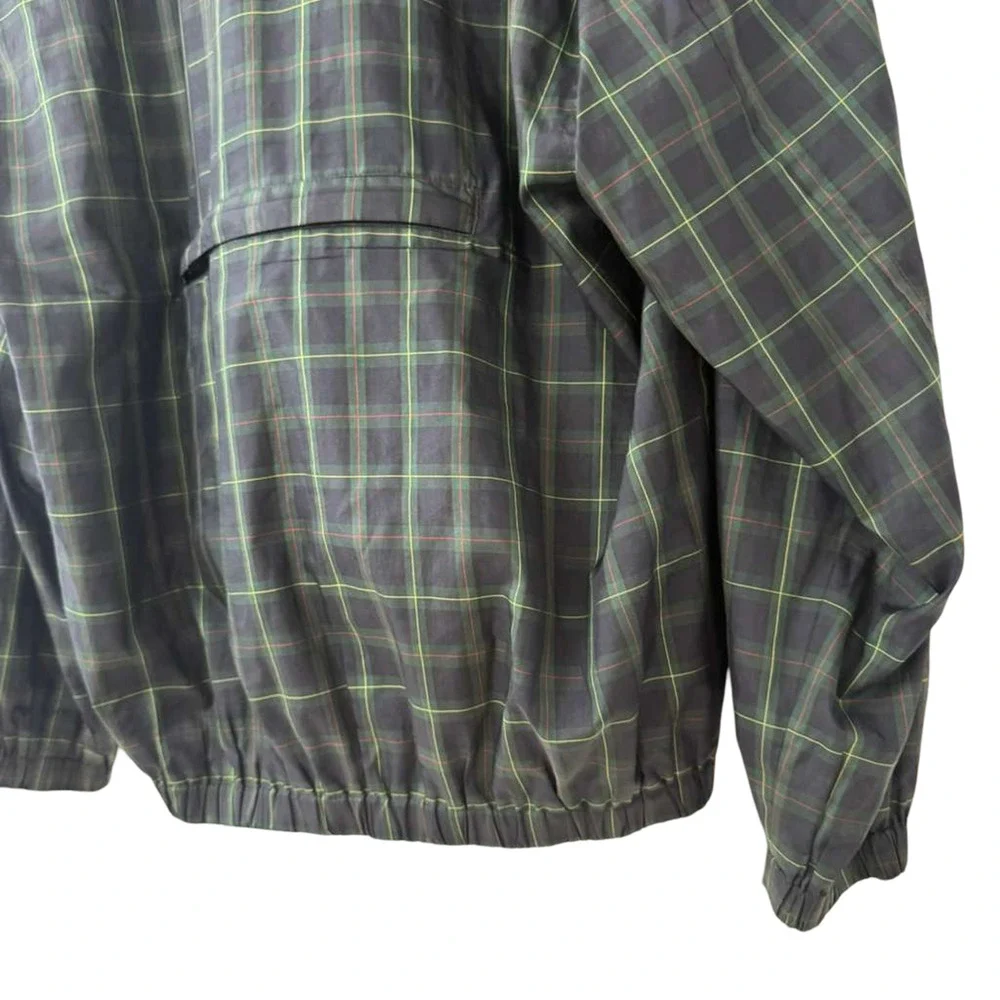 Tommy Hilfiger Golf 1/4 Zip Pullover Windbreaker Navy Plaid Jacket Hooded sz XXL